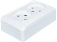 Миниатюра: Розетка сетевая о/у 2 местная б/з Прогресс FIT белая