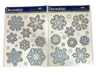 Миниатюра: Наклейки на стекло Снежинки микс голография 23*32см
