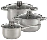 Миниатюра: Набор кастрюль нерж. 3шт (ковш 1,9л; 2,6л, 3,5л), ст. крышки, нерж. ручки, индукция WebberClassic
