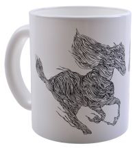 Миниатюра: Кружка 300мл стекло Символ года 2026 Кони бело-черная (24)