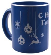 Миниатюра: Кружка 300мл стекло С Новым Годом! сине-серебристая, в подарочной упаковке (12)