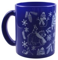 Миниатюра: Кружка 300мл стекло Новогоднее настроение сине-белая (24)
