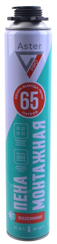 Миниатюра: Пена монтажная 750мл, профессиональная всесезонная Aster Professional