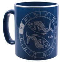 Миниатюра: Кружка 300мл стекло Знаки зодиака сине-серебристая (12)