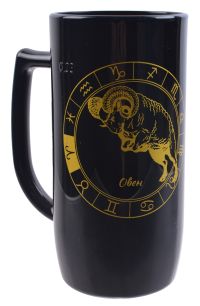 Миниатюра: Кружка 330мл стекло Знаки зодиака черно-золотая (12)