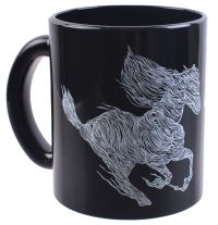 Миниатюра: Кружка 300мл стекло Символ года 2026 Кони черно-белая (24)