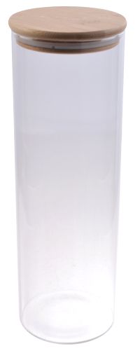Миниатюра: Банка для сыпучих продуктов 10*30см с бамбуковой крышкой