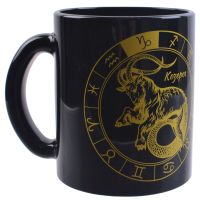 Миниатюра: Кружка 300мл стекло Знаки зодиака черно-золотая (12)