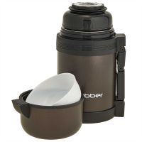 Миниатюра: Термос нерж. 0,8л, пробка с кнопкой, универсальный, ремень, 2 крышки-чашки WEBBER коричневый