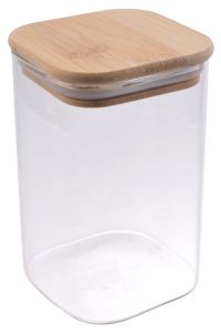 Миниатюра: Банка для сыпучих продуктов 8*12см с бамбуковой крышкой