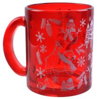 Миниатюра: Кружка 300мл стекло Новогоднее настроение красно-белая (24)
