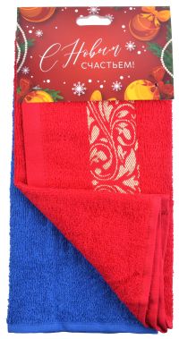 Миниатюра: Набор полотенец 2шт Вензель (синий+красный) на хагере
