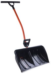 Миниатюра: Лопата-движок для снега (скрепер) пласт. 680*380*1440мм, мет. черенок, 2 ручки, ал. планка Ратник