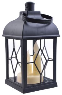 Миниатюра: Светильник фонарь настольный Новогодний 21см, черный три свечи