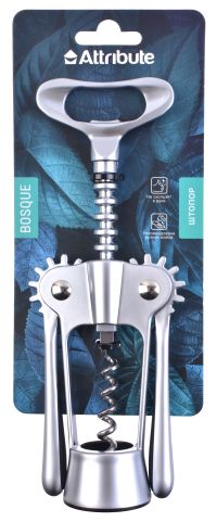 Миниатюра: Штопор цинк сплав 18,5см, рычажный, цинк сплав ручки Attribute BOSQUE