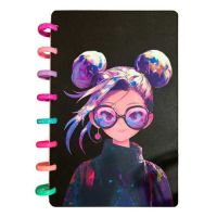 Миниатюра: Записная книжка А5 100л. КОКОС Cosmo girlпластик.обл.,на кольцах,выб.лак,клетка