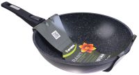 Миниатюра: Сковорода-WOK ал. 280мм, а/п пласт. съемная ручка МЕЧТА Гранит Black черная