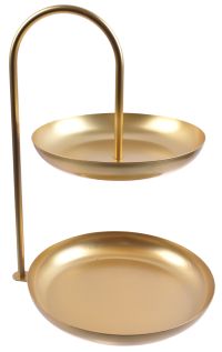 Миниатюра: Ваза для фруктов (фруктовница) 2-х ярусная сталь 16*20*30см золотая