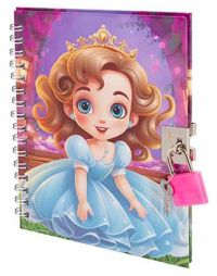 Миниатюра: Блокнот 11*15см 45л. ALINGAR Нежная принцесса подар.,замочек,клетка,спираль,лам.