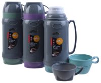 Миниатюра: Термос пласт. 1л, ст. колба, крышка-чашка, цвет микс
