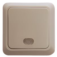 Миниатюра: Выключатель о/у 1 клавиша с подсветкой Прогресс Fit бежевый @
