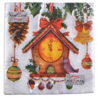 Миниатюра: Салфетки бумажные 33*33 2х-слойные 20шт Часики