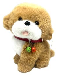 Миниатюра: Собачка со стеклянными глазами с ремешком с колокольчиком 23см LY-23