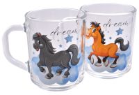 Миниатюра: Кружка 200мл стекло зеленый чай Символ года 2026 Лошадки мечтатели (20)@