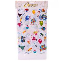 Миниатюра: Скатерть Весёлый праздник 108*180см,ПВХ,белая