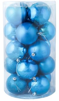 Миниатюра: Елочные украшения набор шаров 20шт 8см голубые
