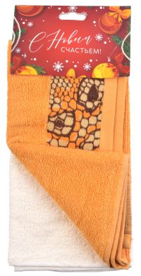 Миниатюра: Набор полотенец из 2шт Ламия жел+Шишки слив на хангере