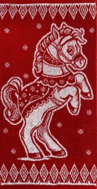 Миниатюра: Полотенце 30*60см маленький циркач, темно-красный Символ года 2026