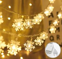 Миниатюра: Гирлянда светодиодная Снежинки 8м ,100 Led 8 режимов теплый белый