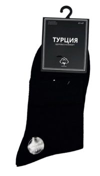 Миниатюра: Носки мужские 41-47р (88% хлопок, 10% полиамид, 2% лайкра) черные Турция, A840-22B