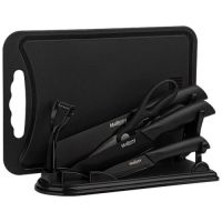 Миниатюра: Набор ножей нерж. 5пр (3 ножа, овощечистка, ножницы) на подставке COLTELLO NERO