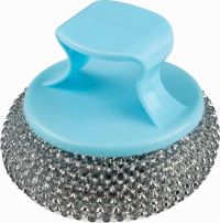 Миниатюра: Губка для мытья посуды с держателем(металл) Рыжий кот SM-06