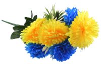 Миниатюра: Цветы искуственные Букет Гвоздика искусственная 9гол. 51см 2цвета желтый+синий 24-GV9-1