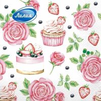 Миниатюра: Салфетки бумажные 2-х-сл. 33*33 20шт. Лилия Розовый пудинг
