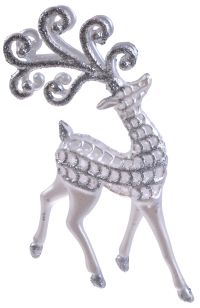 Миниатюра: Елочное украшение Олень 10*16см белый перламутр