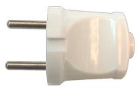 Миниатюра: Вилка штепсельная пласт. прямая б/з Прогресс белая @