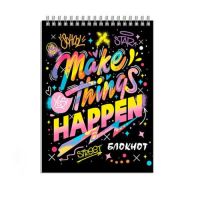 Миниатюра: Блокнот А7 40л. ФЕНИКС спираль Леттеринг выб.уф-лак,глиттер,блок-офсет,клетка