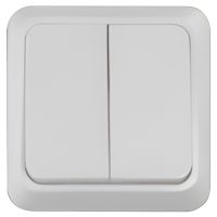 Миниатюра: Выключатель о/у 2 клавиши без подсветки Прогресс Fit белый @