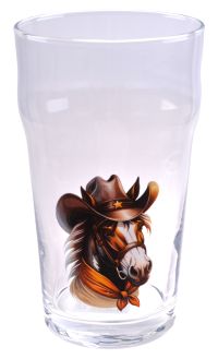 Миниатюра: Бокал для пива 570мл стекло Пейл-эль Лошадь и ковбой Символ года 2026 @ (12)