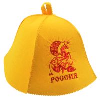 Миниатюра: Шапка для бани экофетр РОССИЯ желтая Символ года 2026