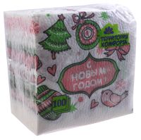 Миниатюра: Салфетки бумажные 24*24см 100шт Новогодний калейдоскоп Новый год@
