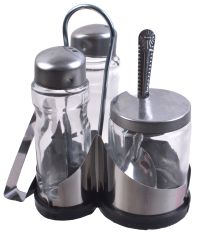 Миниатюра: Набор для специй 4пр мет.на подставке,с ячейкой под салфетки