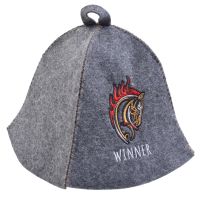 Миниатюра: Шапка для бани полушерсть WINNER серая Символ года 2026