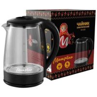 Миниатюра: Чайник эл. 1,8л 1500Вт стекло, автомат отключение МАТРЕНА черный