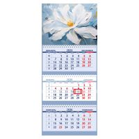 Миниатюра: Календарь кварт. 2026г. ATTOMEX White flower3-х бл.,3гр.,с бегун.,бл.офс.,65 г/м2