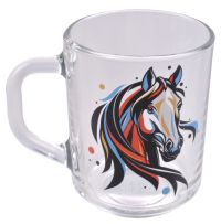 Миниатюра: Кружка 200мл стекло зеленый чай Символ года 2026 Лошади колор (20)@
